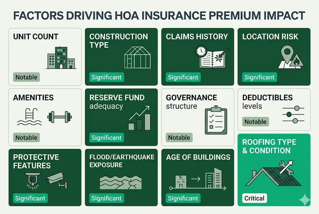 Factor-driven visualization of what moves HOA master policy and D&O premium across mid-large associations