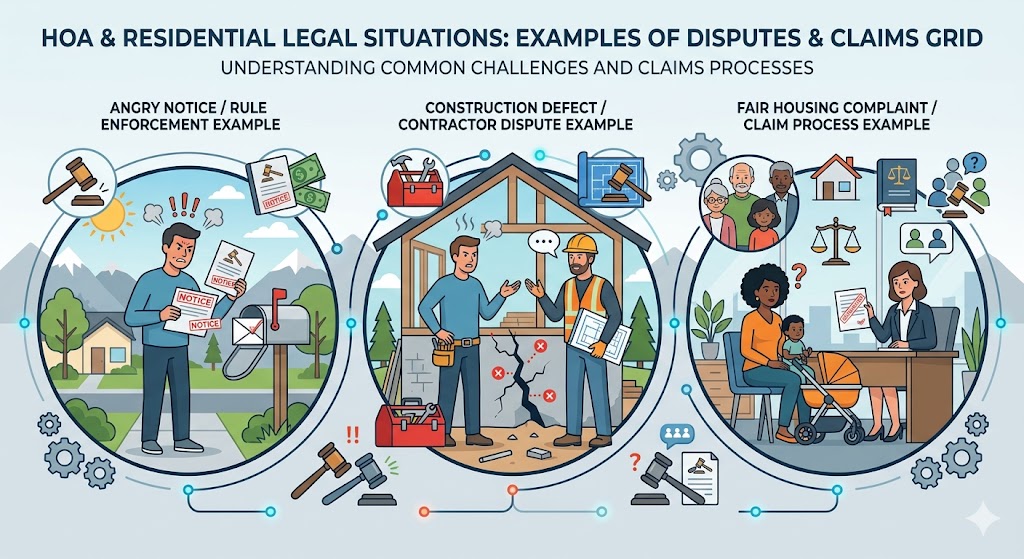 Three scenarios representing common lawsuits against HOA boards